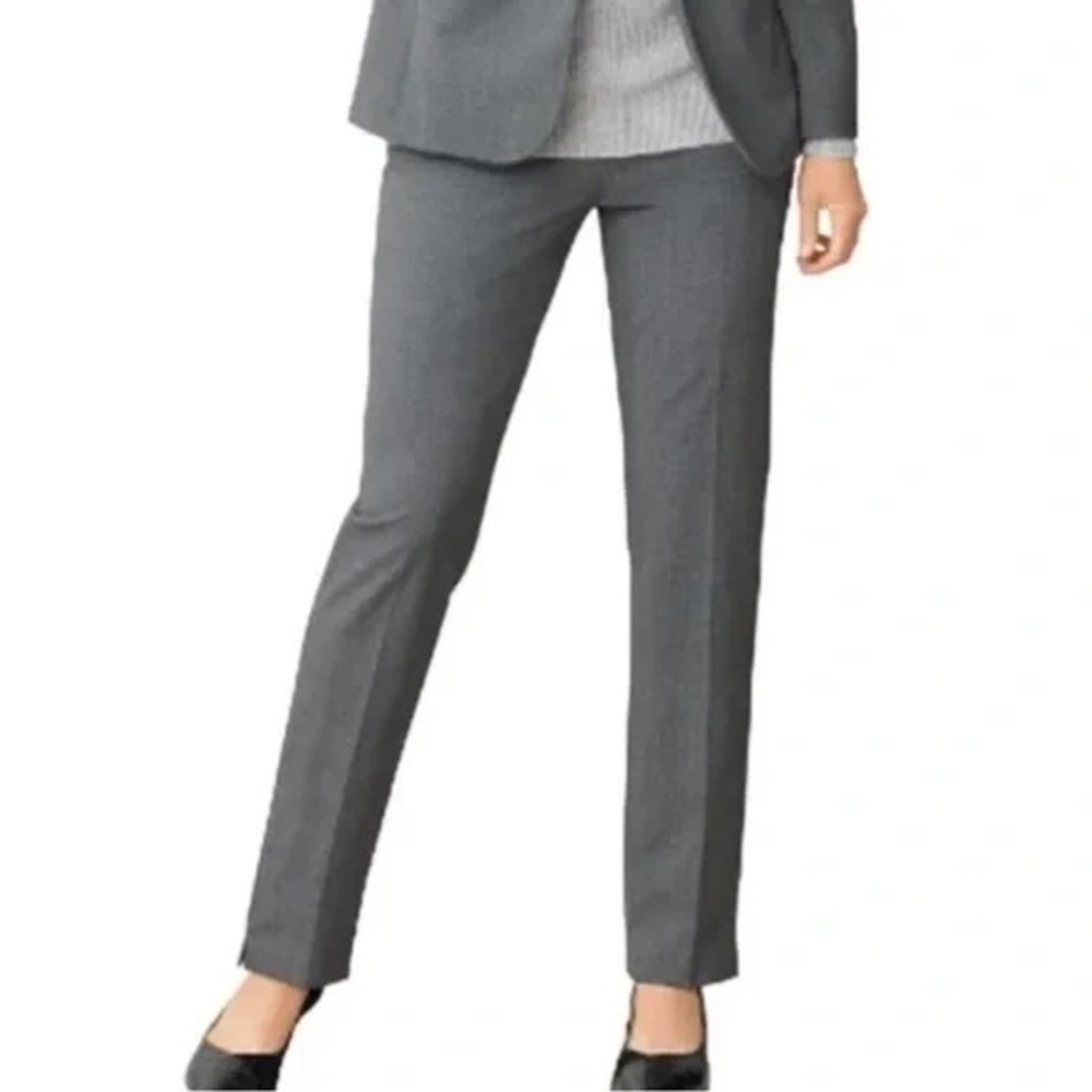 Talbots Heather Grey Flat Front Career Trousers Pants 8P